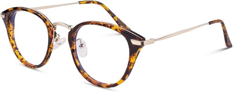 LINVO Classic Fake Glasses Women, Cat Eye Metal Clear Lens Eyeglasses with 100% UV400 Protection - Image 1